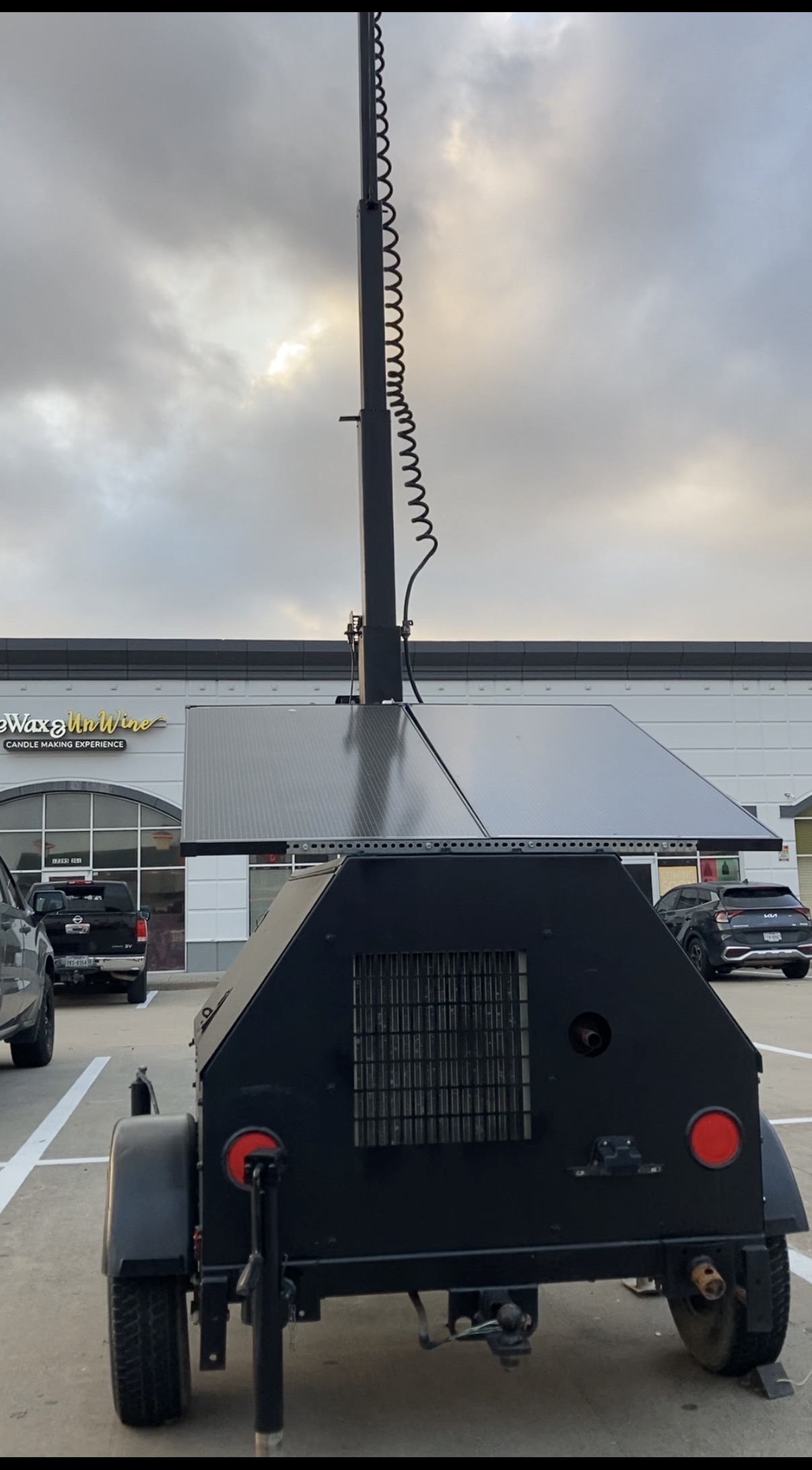 Houston Security Tower - rear view showing solar panel array